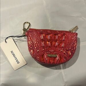 Brahmin Shiny Red Croc-Embossed Mini Coin Pouch with Gold Hardware NWT